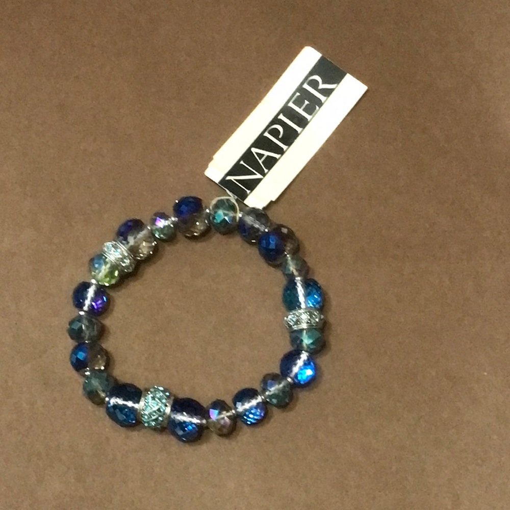 Napier Bracelet Blue Beads Elastic Band